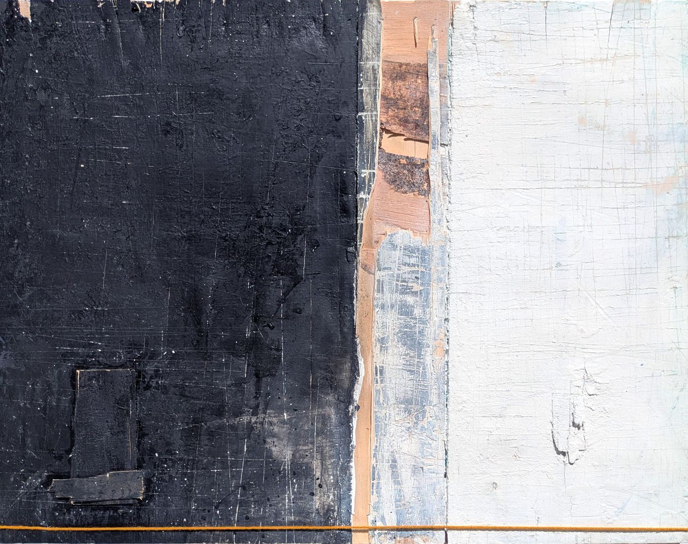 Abstract vertical paint texture with black, beige, and white panels
