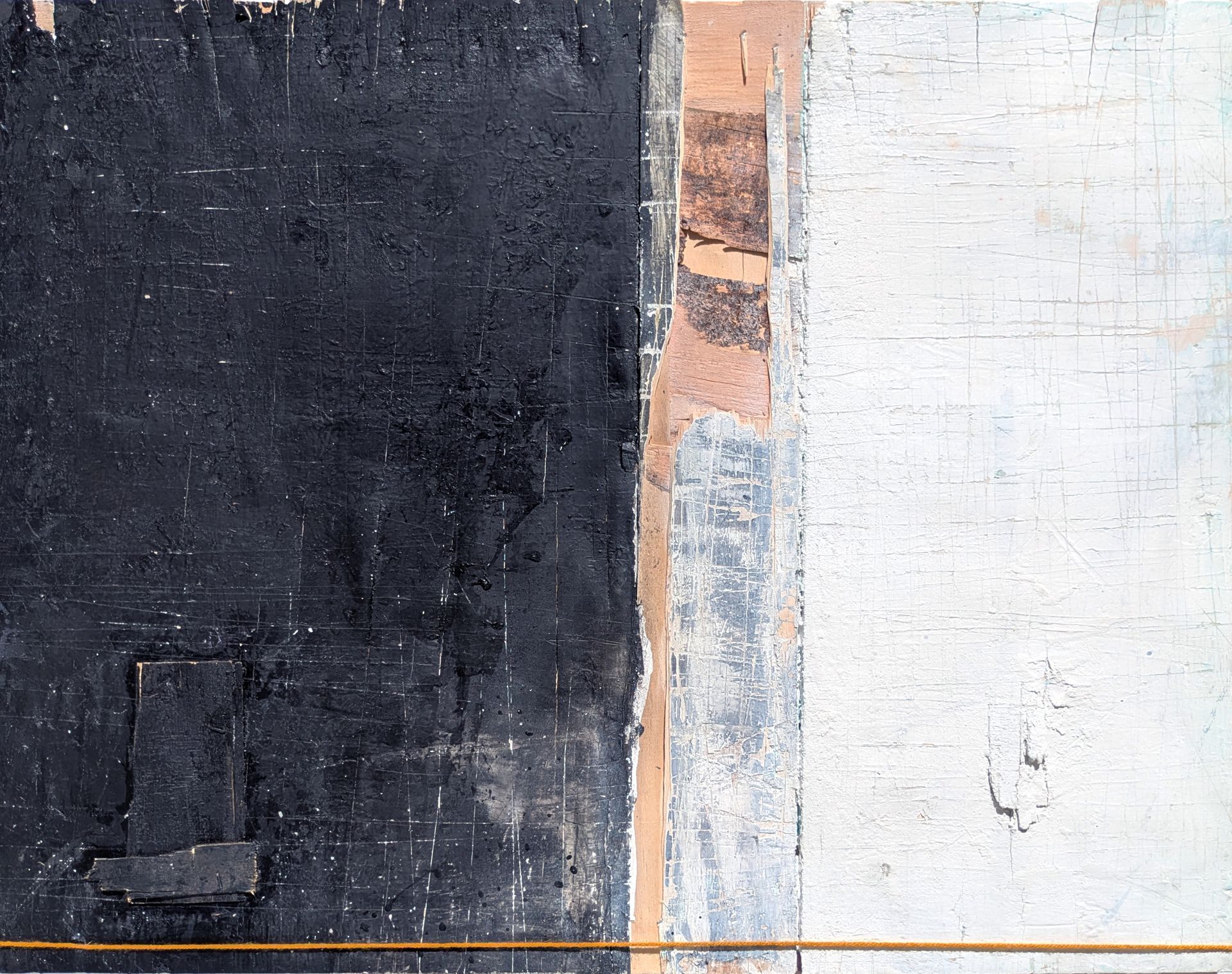Abstract vertical paint texture with black, beige, and white panels