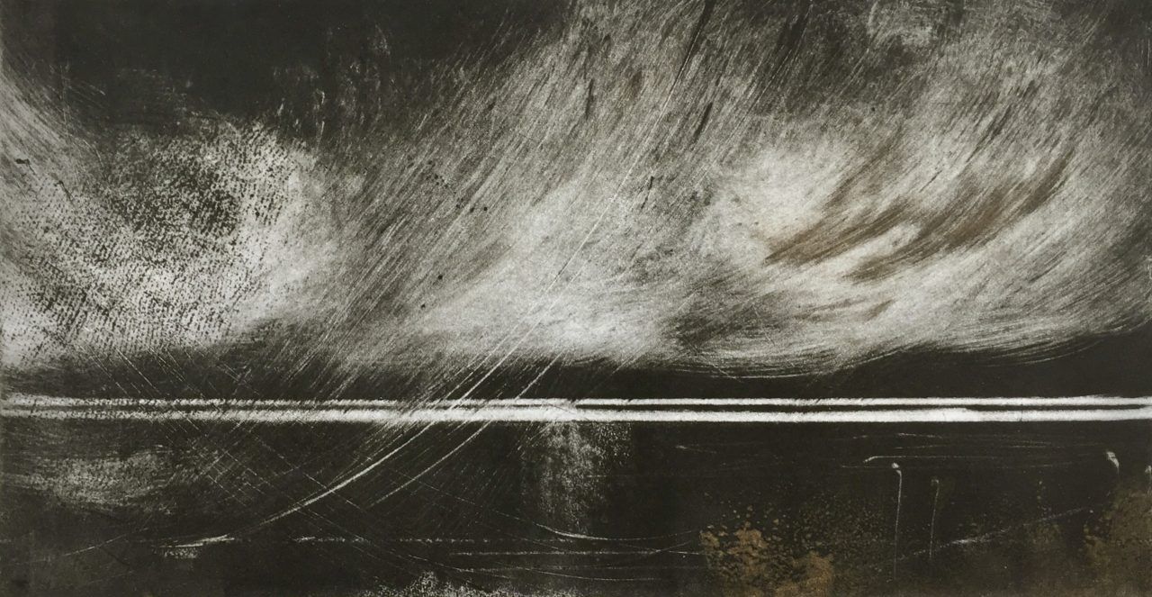 Violent Sky Monoprint, 29.5cm x 15 cm, SOLD