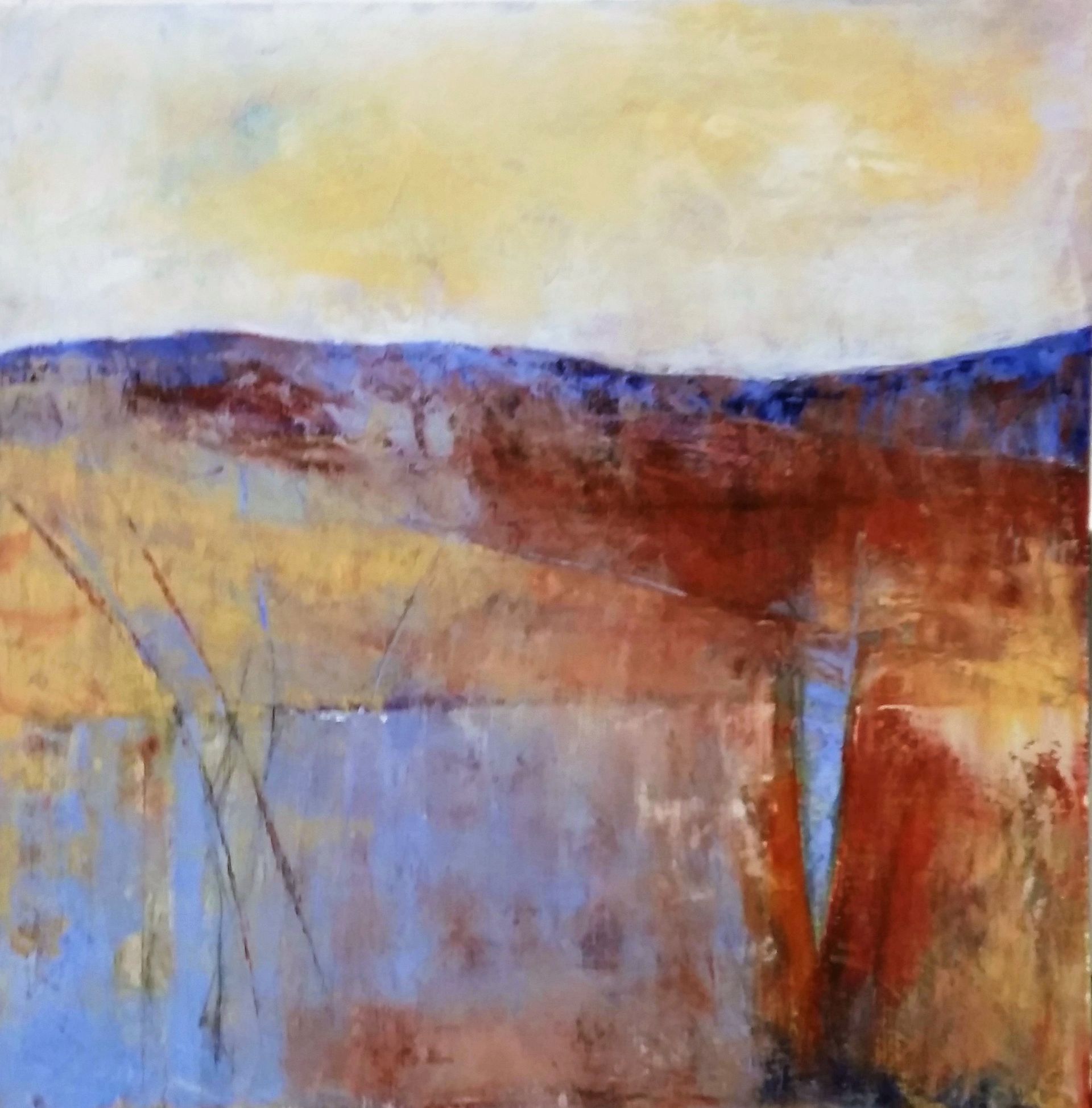 High Cotswolds Oil & Cold Wax on Board 72cm x72cm SOLD