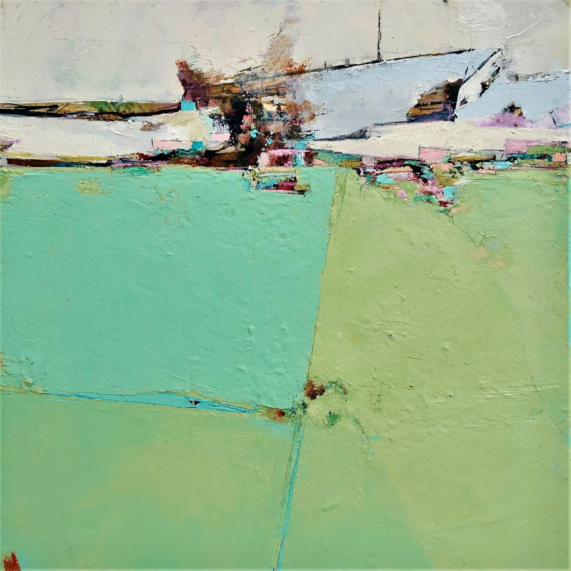 Lacken Hill Oil and Cold Wax on Board 51cm x 51cm framed 54cm x 54cm SOLD