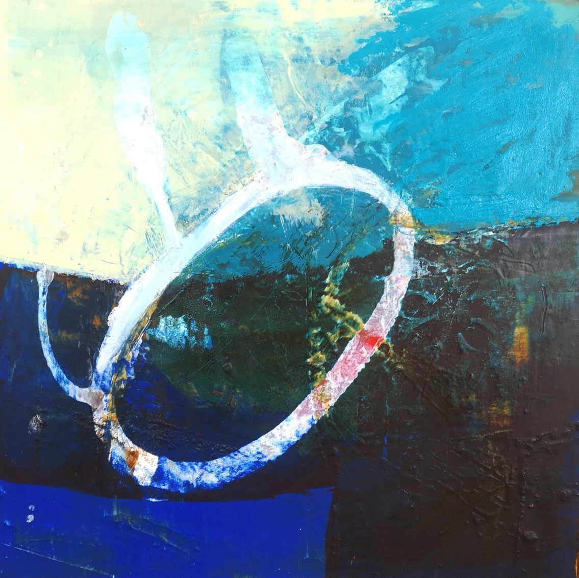 Magic Oil and cold wax on birch panel 40cm x 40cm plus frame  £700 