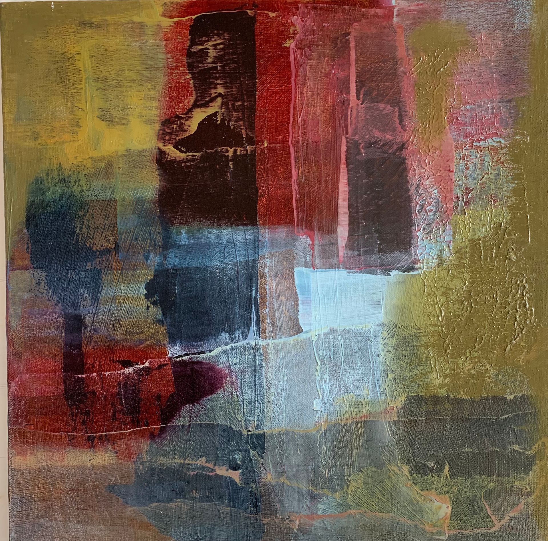 A painting with a lot of different colors on it