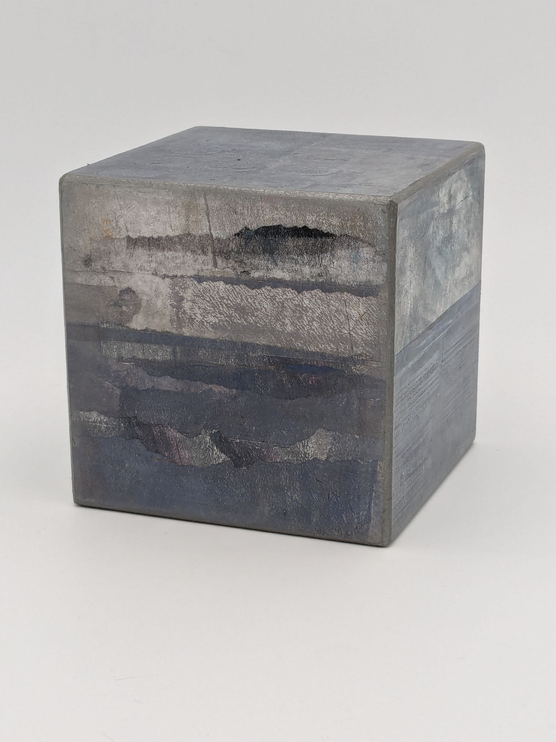 Sky, Sea, Land I Monoprint Collage Wooden Panel Cubes 10cm  cubed £160