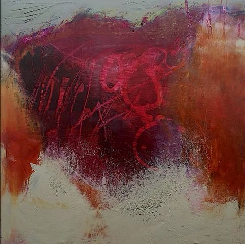 Juno 40 x 40 cm plus frame oil and cold wax on panel SOLD