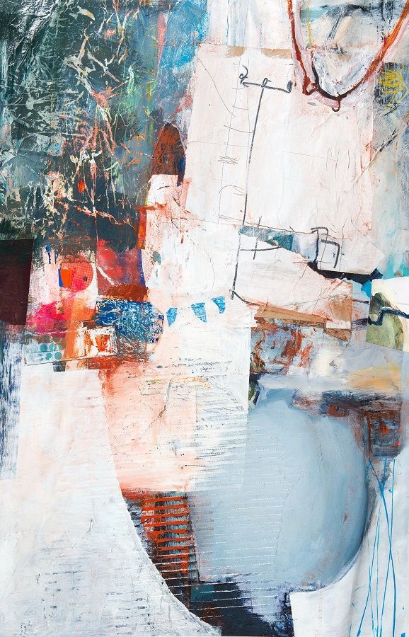 Seafaring  Paper Collage and Acrylic on a Wooden Panel 101 cm x 64 cm SOLD 