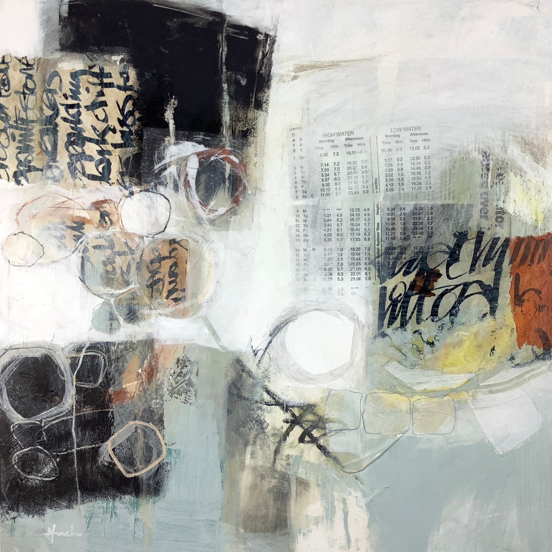 Between Tides Mixed Media on Cradled Wood Panel, 50cm x 50cm x 3cm £900