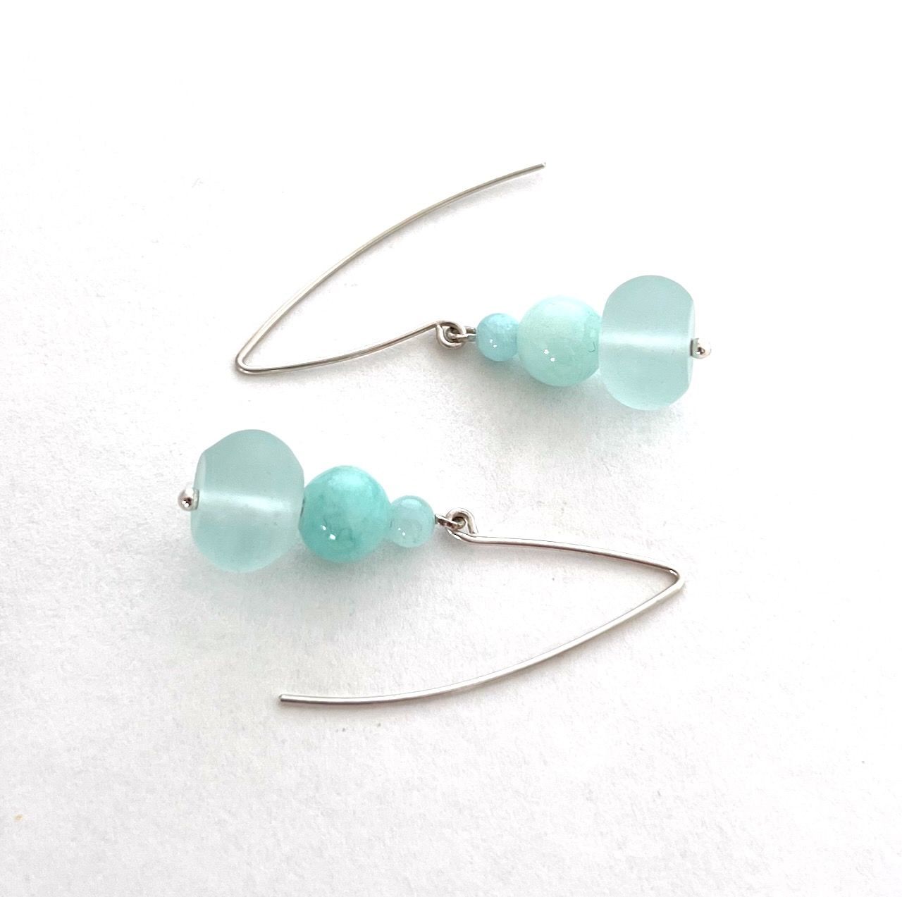 Aqua Sea Glass, Amazonite Earrings £42