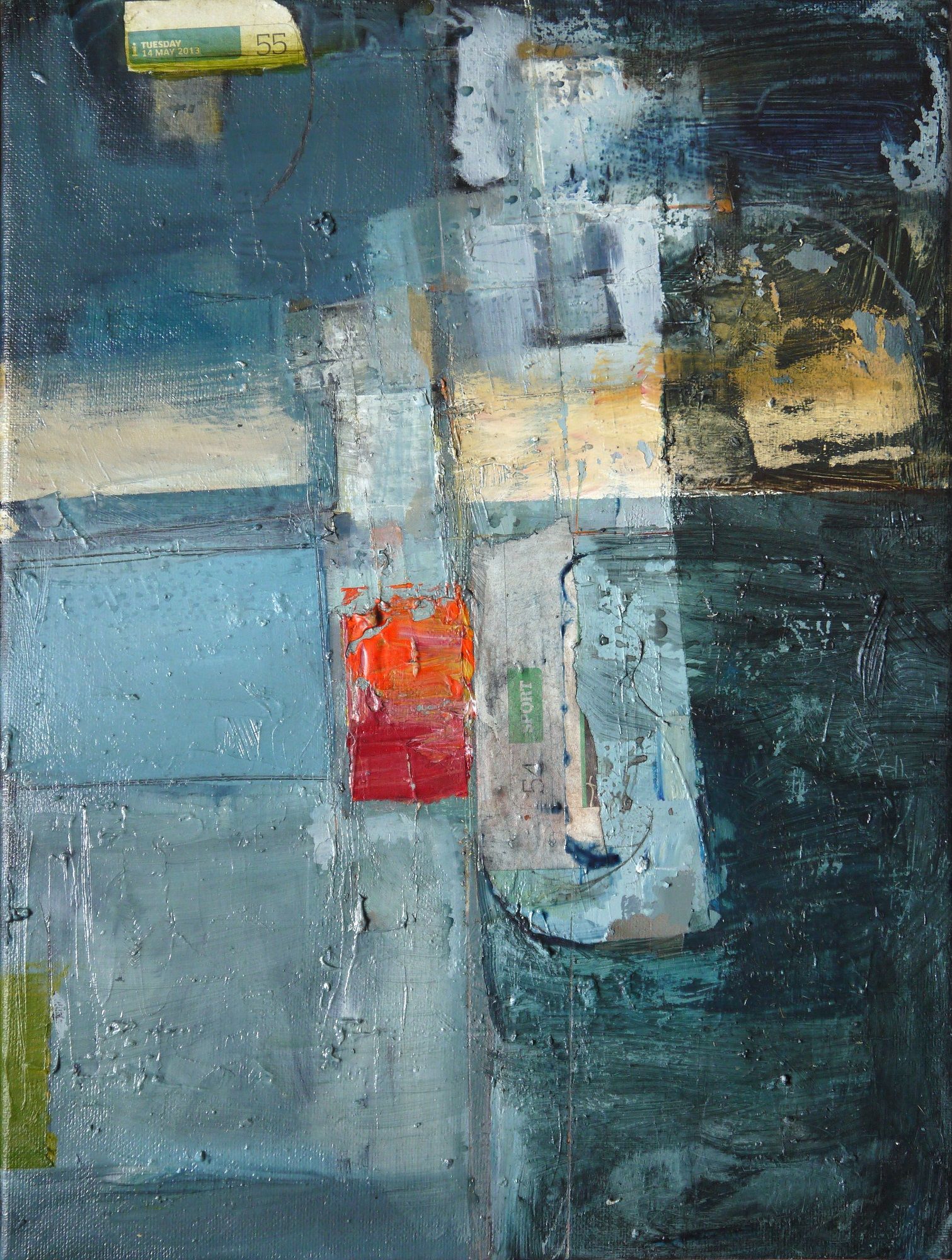 Sport 54  40x30x1.6cm Oil and Collage on Canvas SOLD