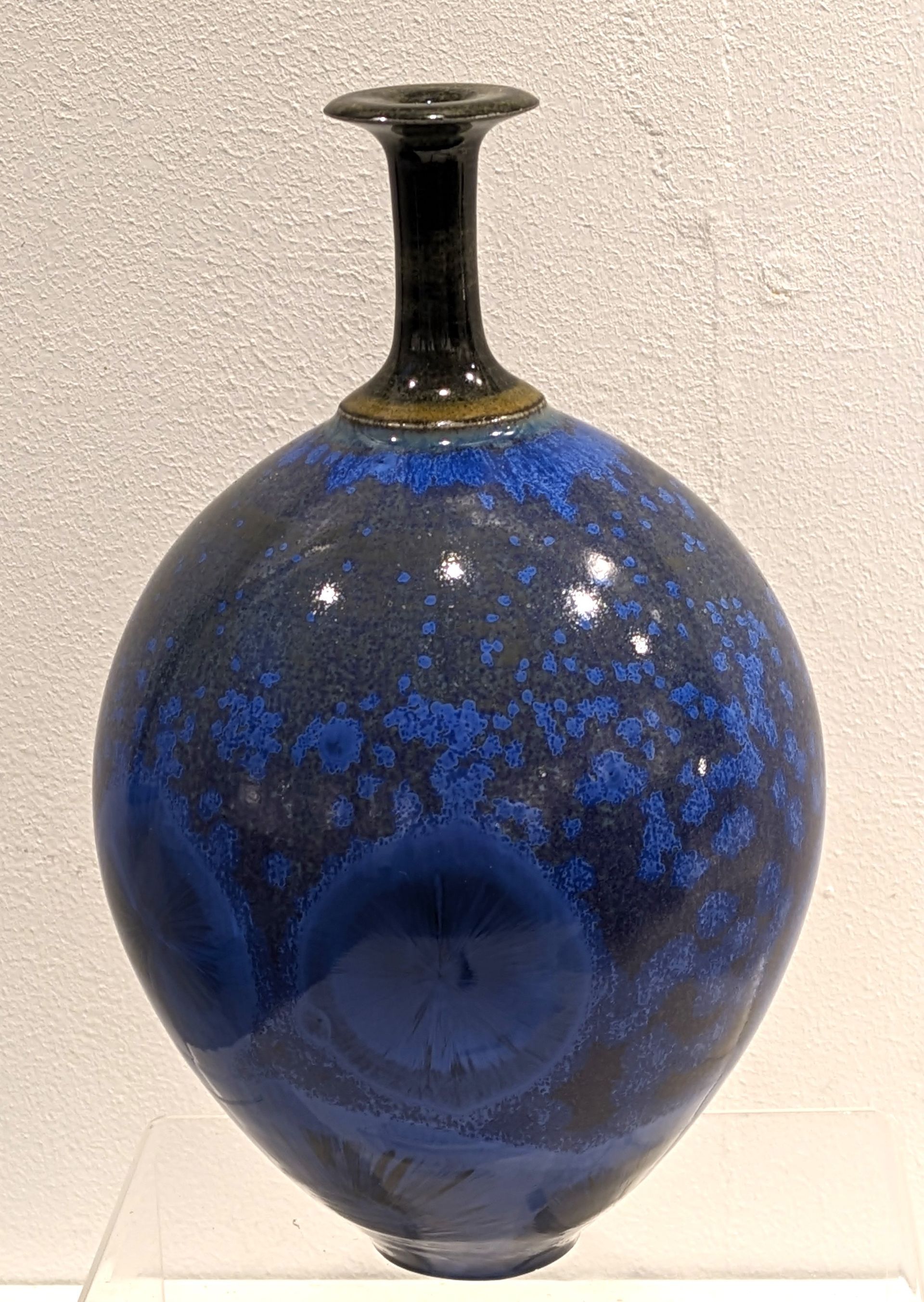 CPP Black and Mid Blue Purple Glaze Bottle Form 20cm x 12cm £110