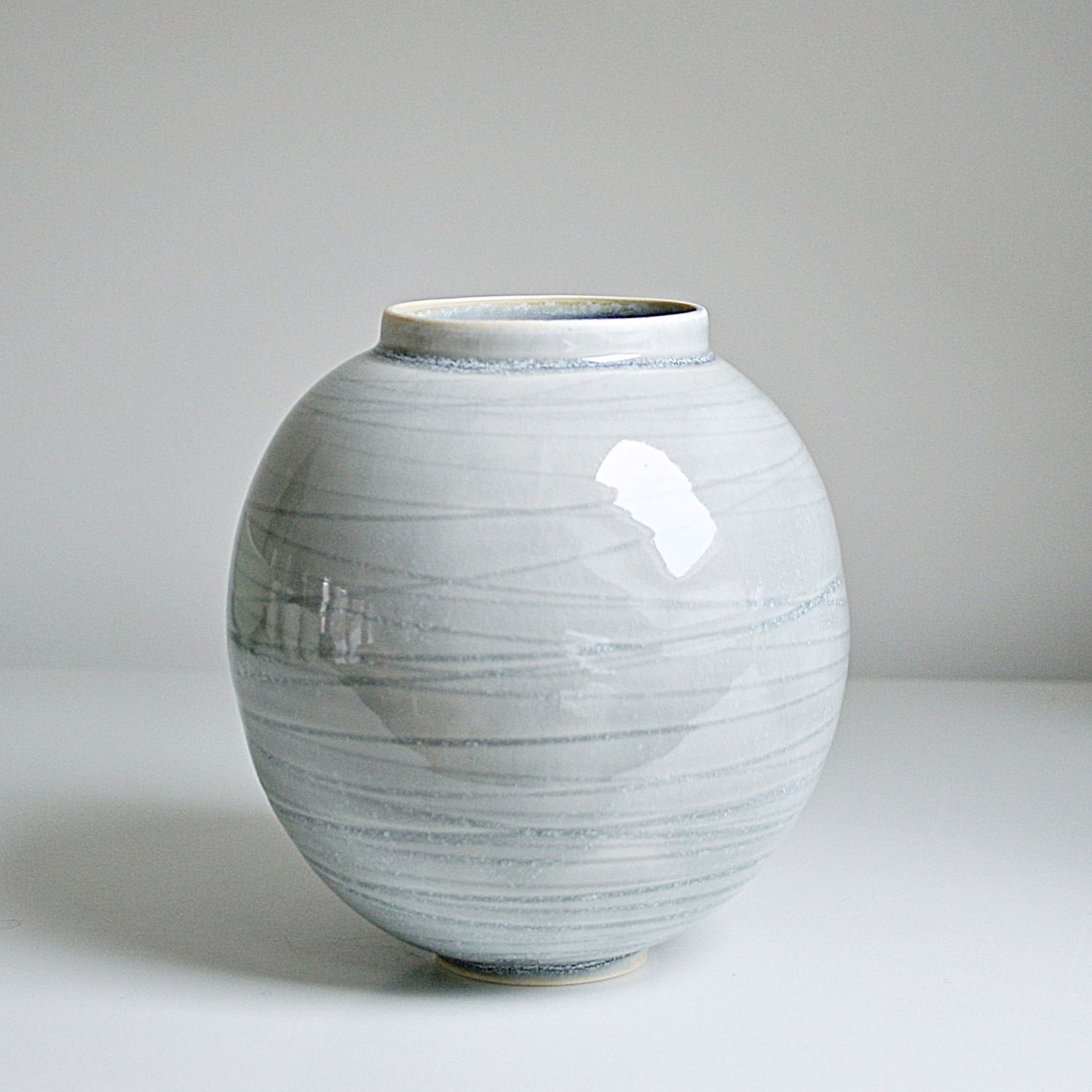 Porcelain Moon Jar, Celadon with Slip Decoration, H13cm, £100