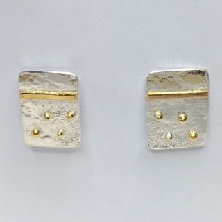 114 Reticulated Silver and 22ct. Gold Stud Earrings £96.00