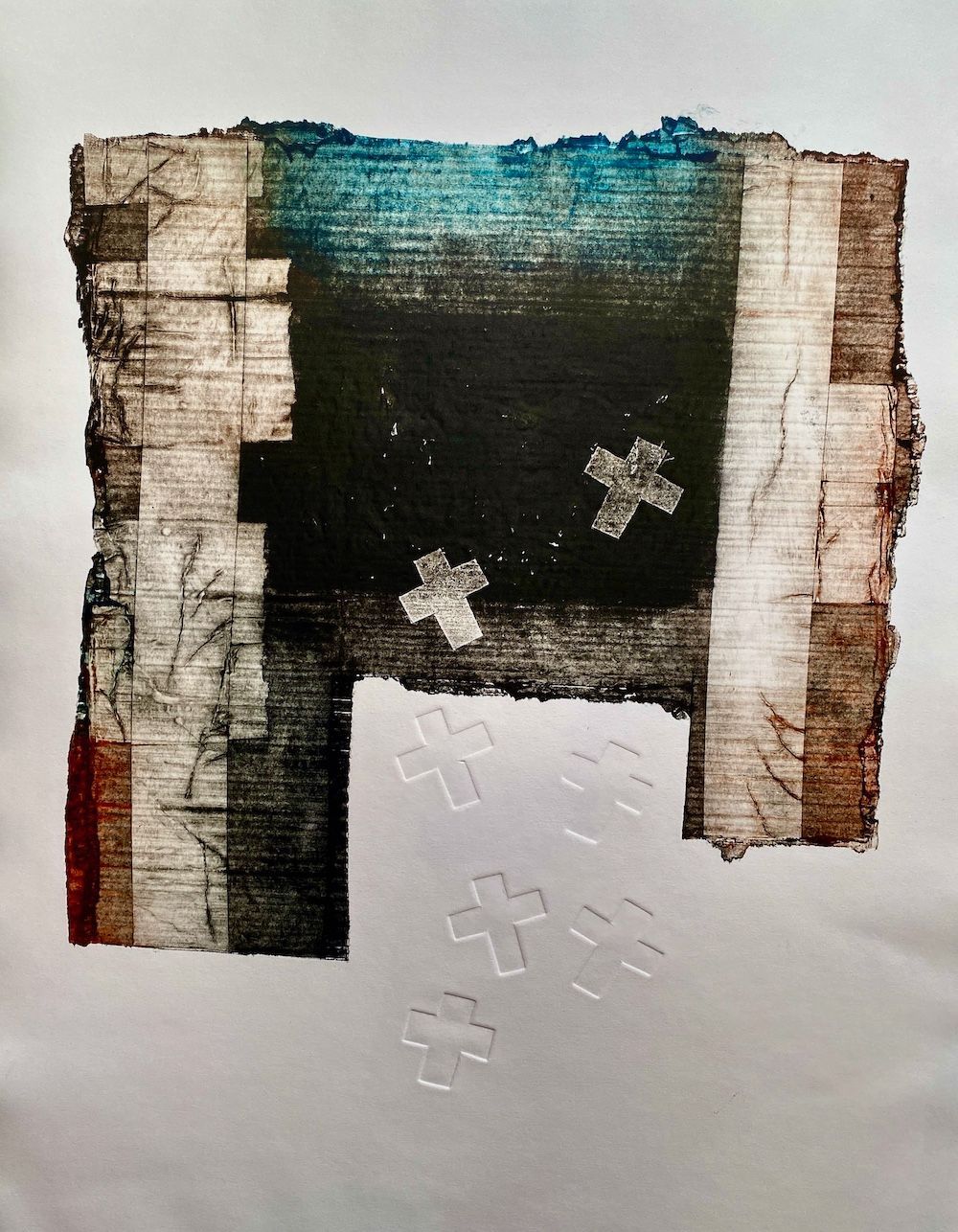 Unremembered Collagraph with Blind Emboss 50cm x 40cm 70cm x 50cm framed £360