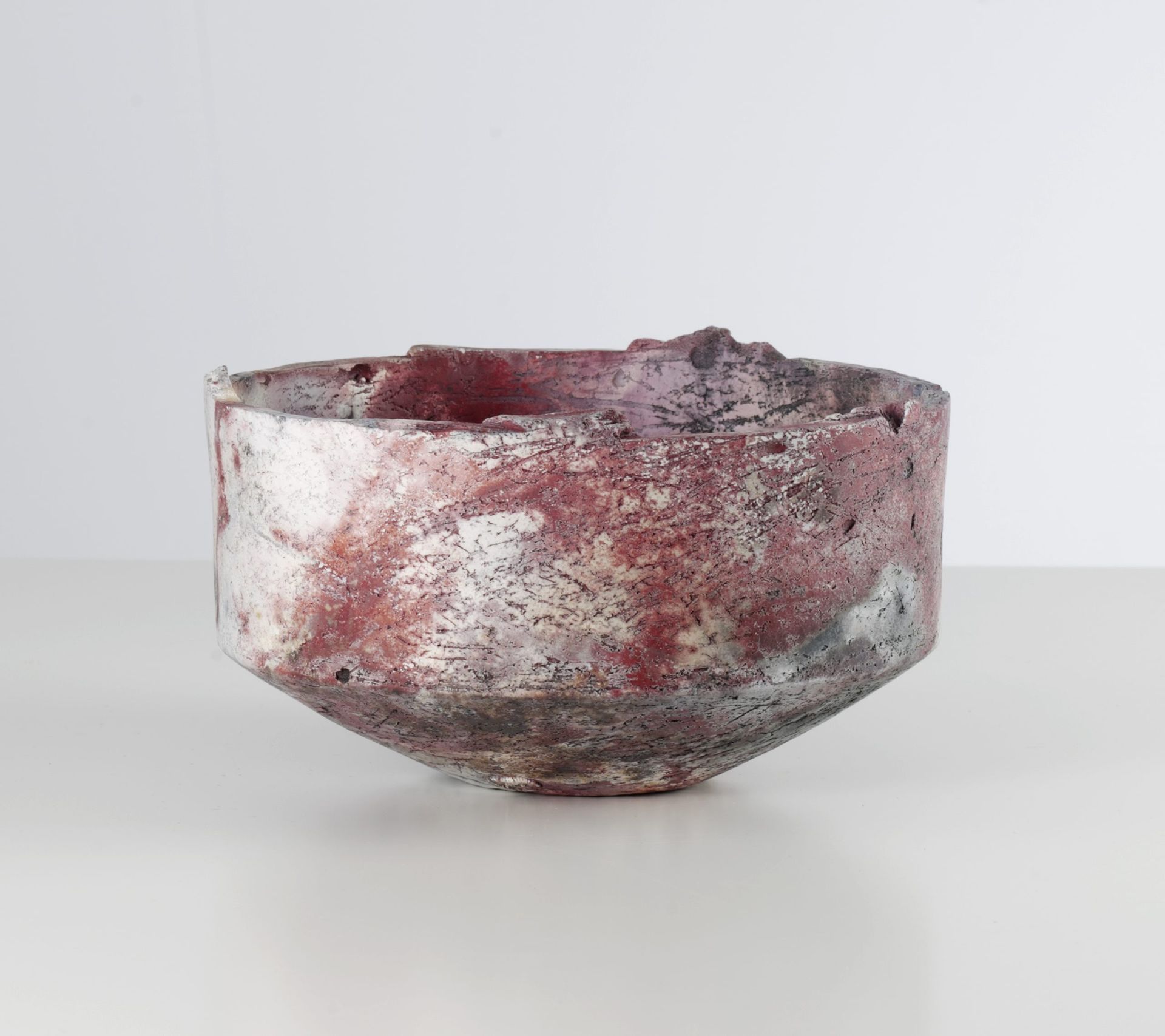 Small Drum Bowl, Barrel Fired Ceramic with Terra Sigillata, height 11cm width 20cm, SOLD
