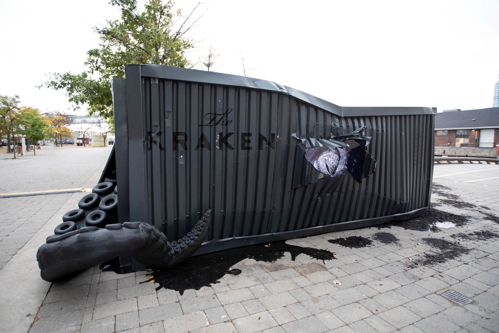 A black container with the word kraken on it