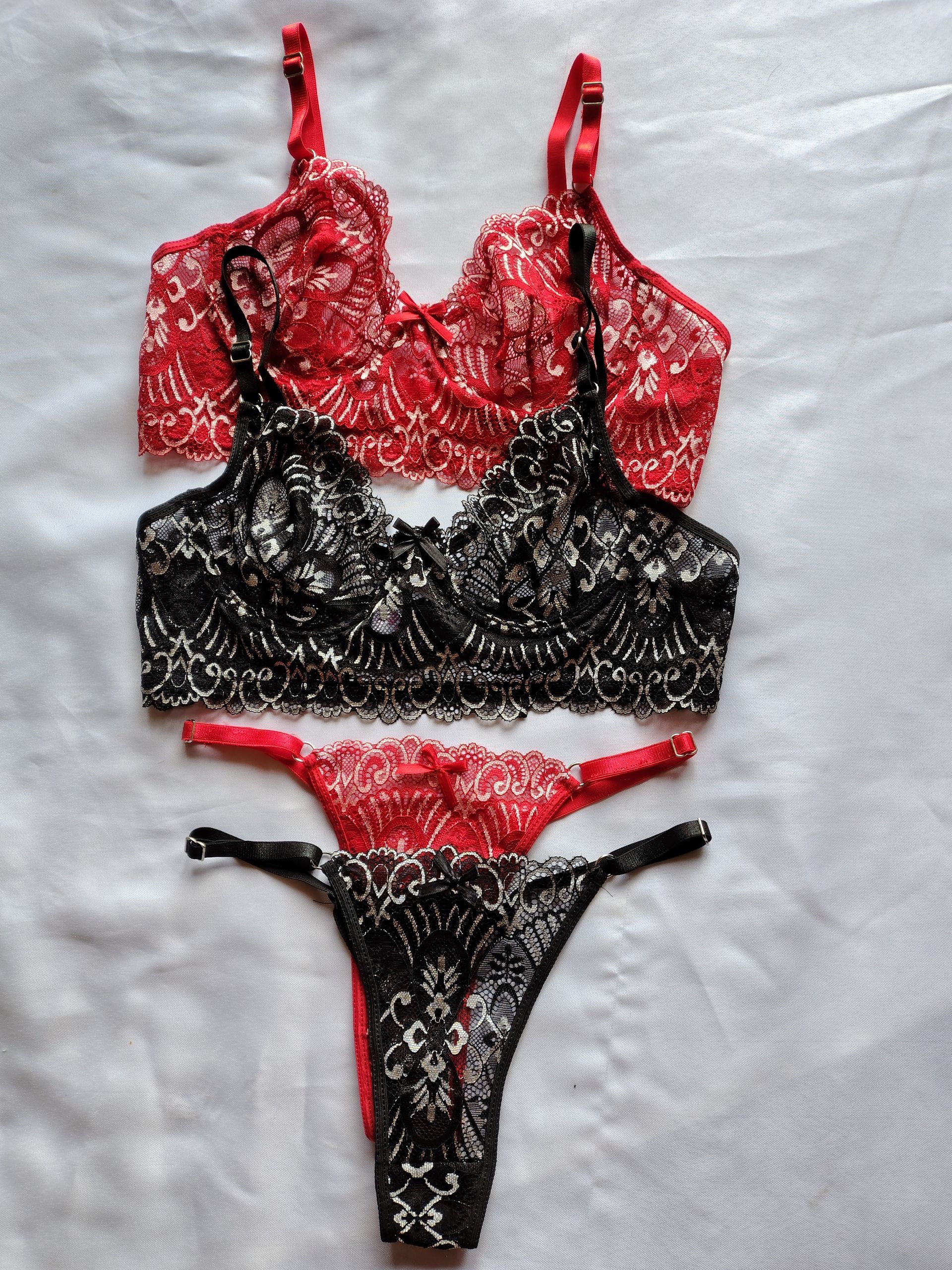 Conjunto encaje CELi 760 rojo/negro