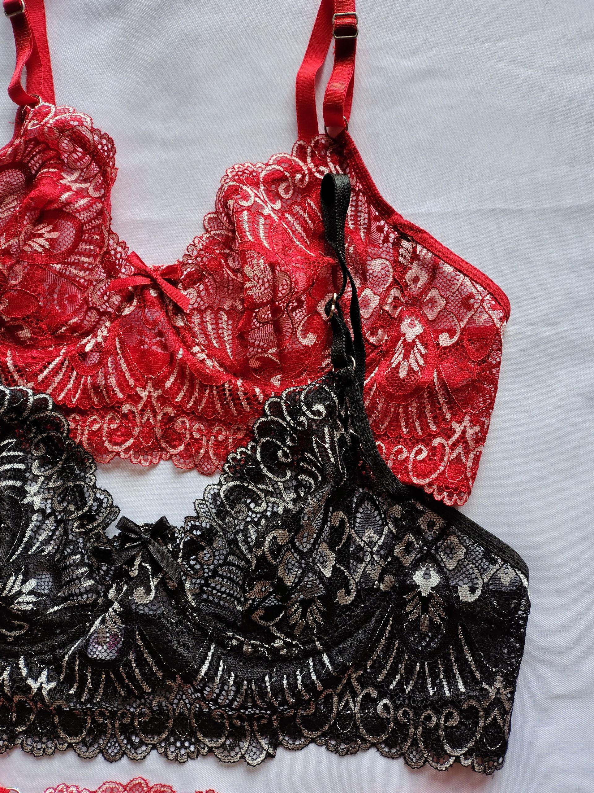 Conjunto encaje CELi 760 rojo/negro