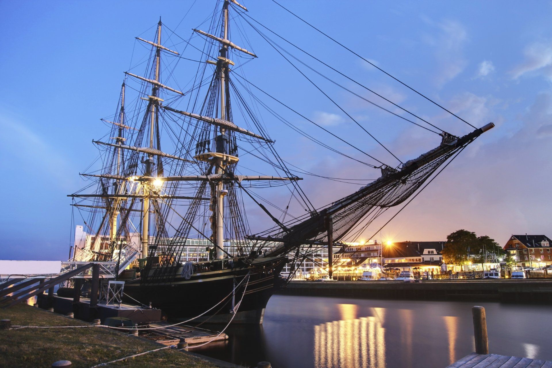 Massachusetts sailing ship in Salem harbor