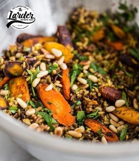 A Close Up of a Salad With Carrots and Pine Nuts — The Larder Byron Bay in Byron Bay, NSW