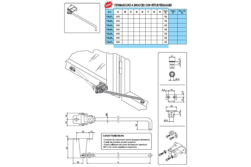 Caratteristiche fermascuri a braccio