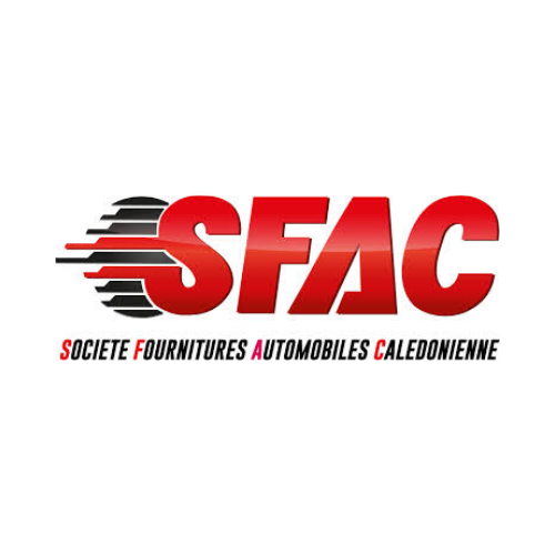 SFAC logo with red letters and a black and red design; reads 