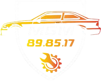 Logo with a car outline and a wrench-and-gear symbol; text includes phone number 