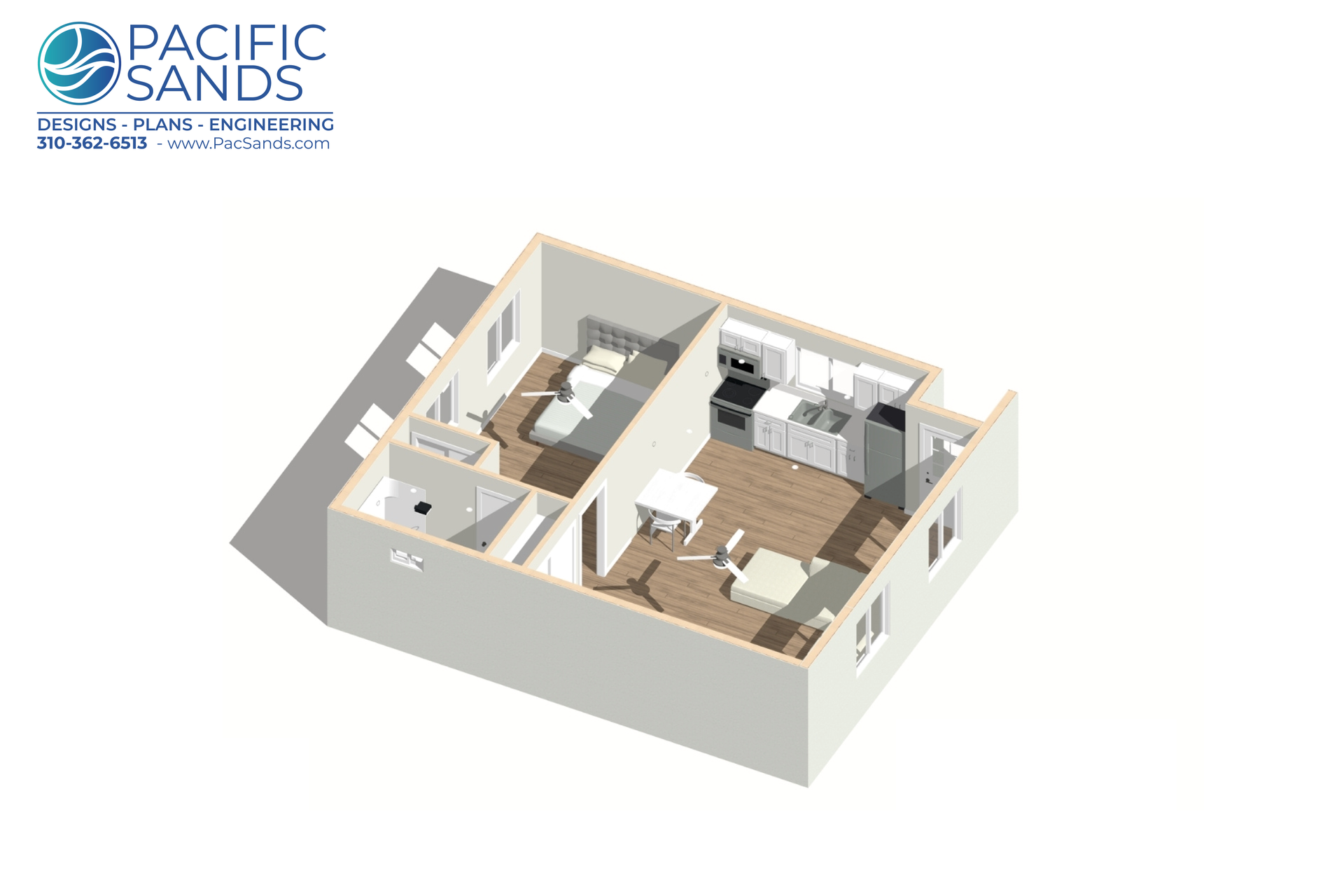 1 bed 1 bath 720 sq ft ADU