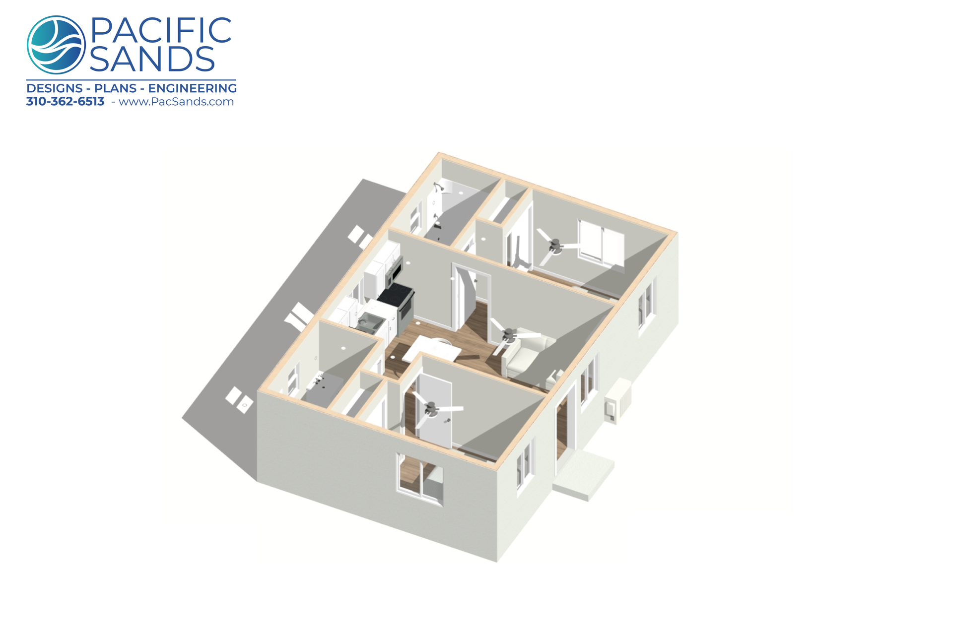 2 bed 2 bath 600 sq ft ADU