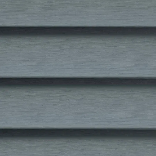 A close up of a gray vinyl siding on a house.