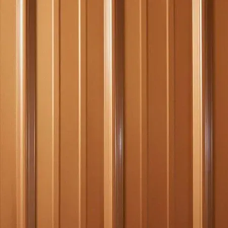 A close up of a brown metal roof.