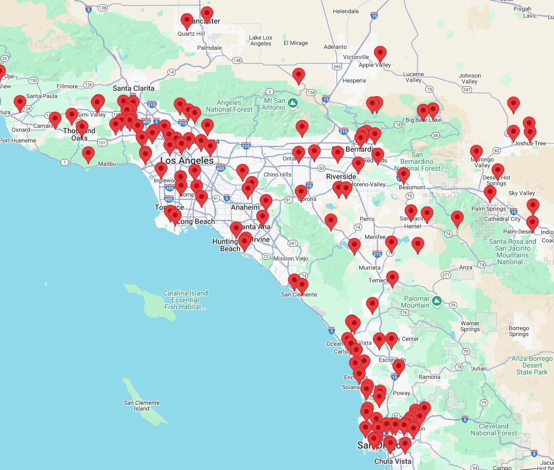 Map Showing the projects being done by Pacific Sands