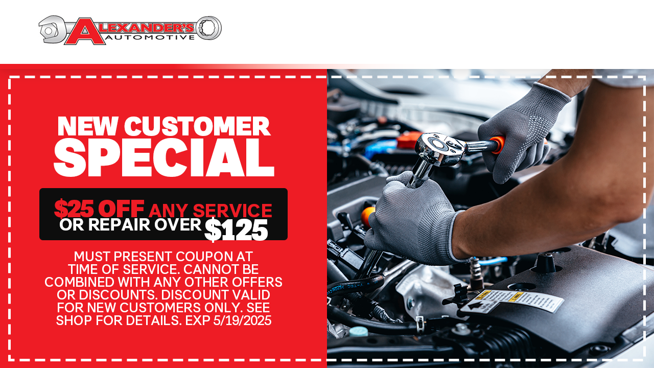 A coupon for a new customer special for $ 25 off any service or repair over $ 125