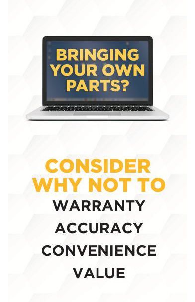 A laptop with the words bringing your own parts on it
