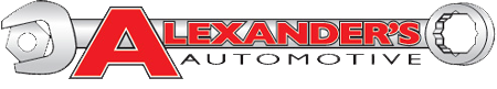 A logo for alexander 's automotive with a wrench