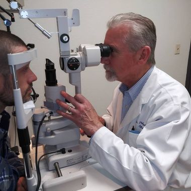 Man Getting Eye Exam at Clinic — Midlothian, VA — Dr.Philip Larrabee & Associates