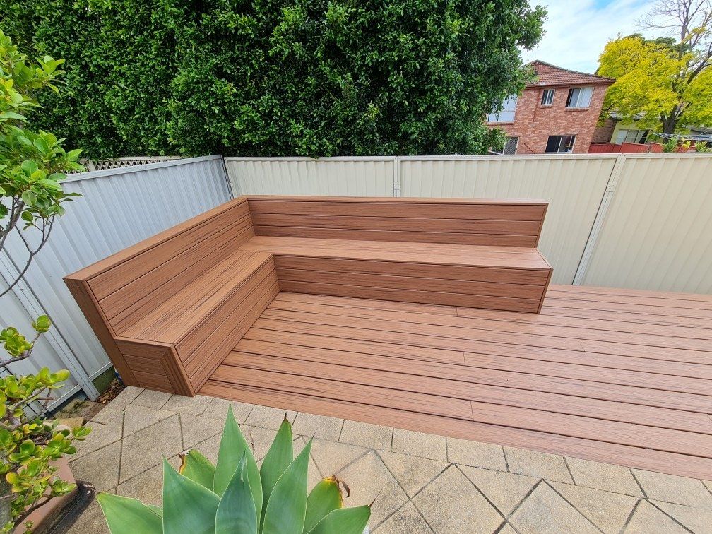 a house deck with coffee table