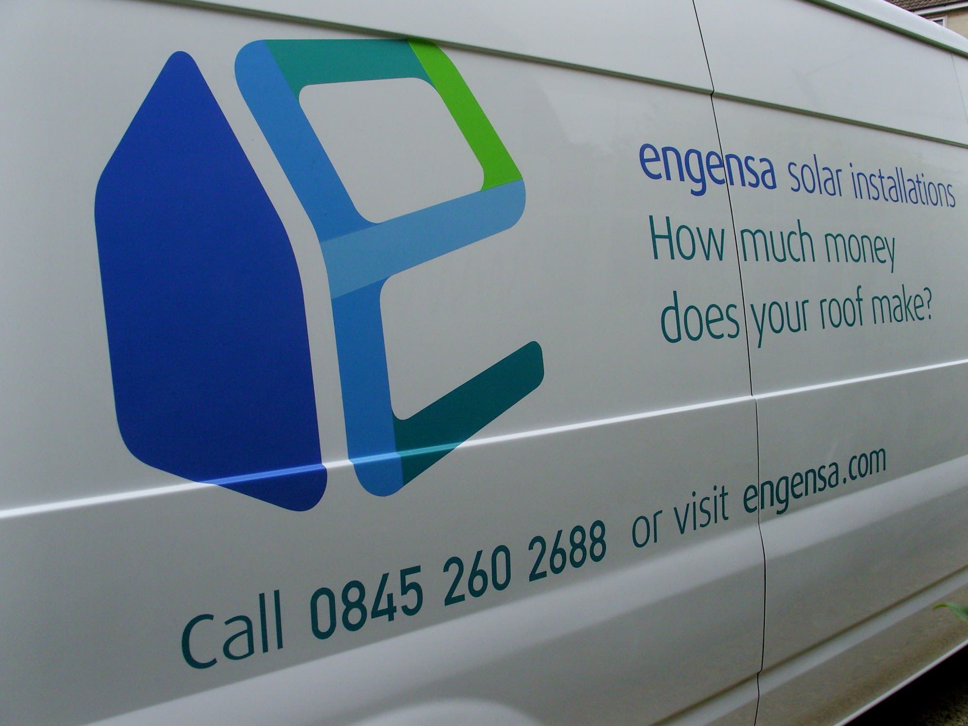 white van with signage