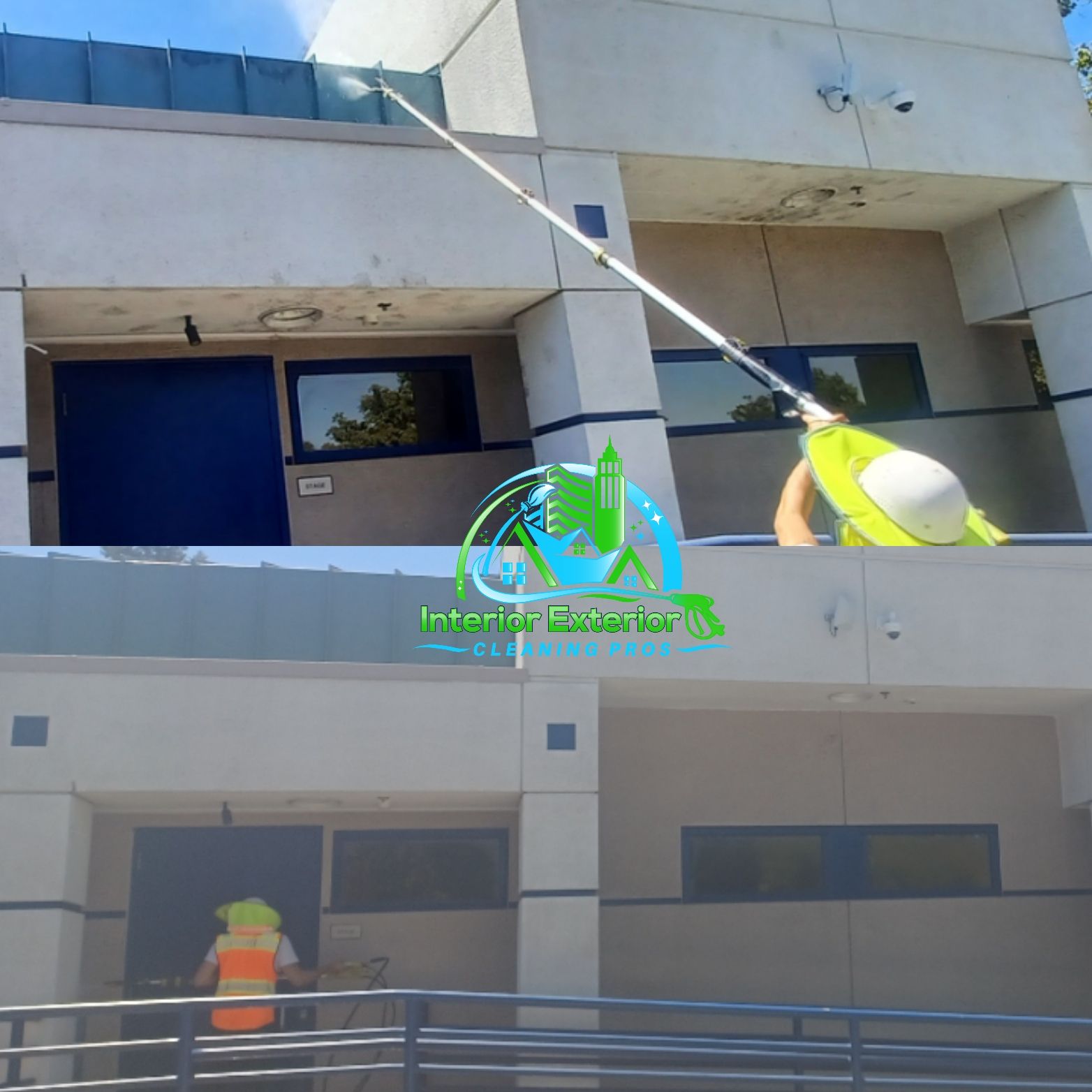 A picture of a building being cleaned by interior cleaners