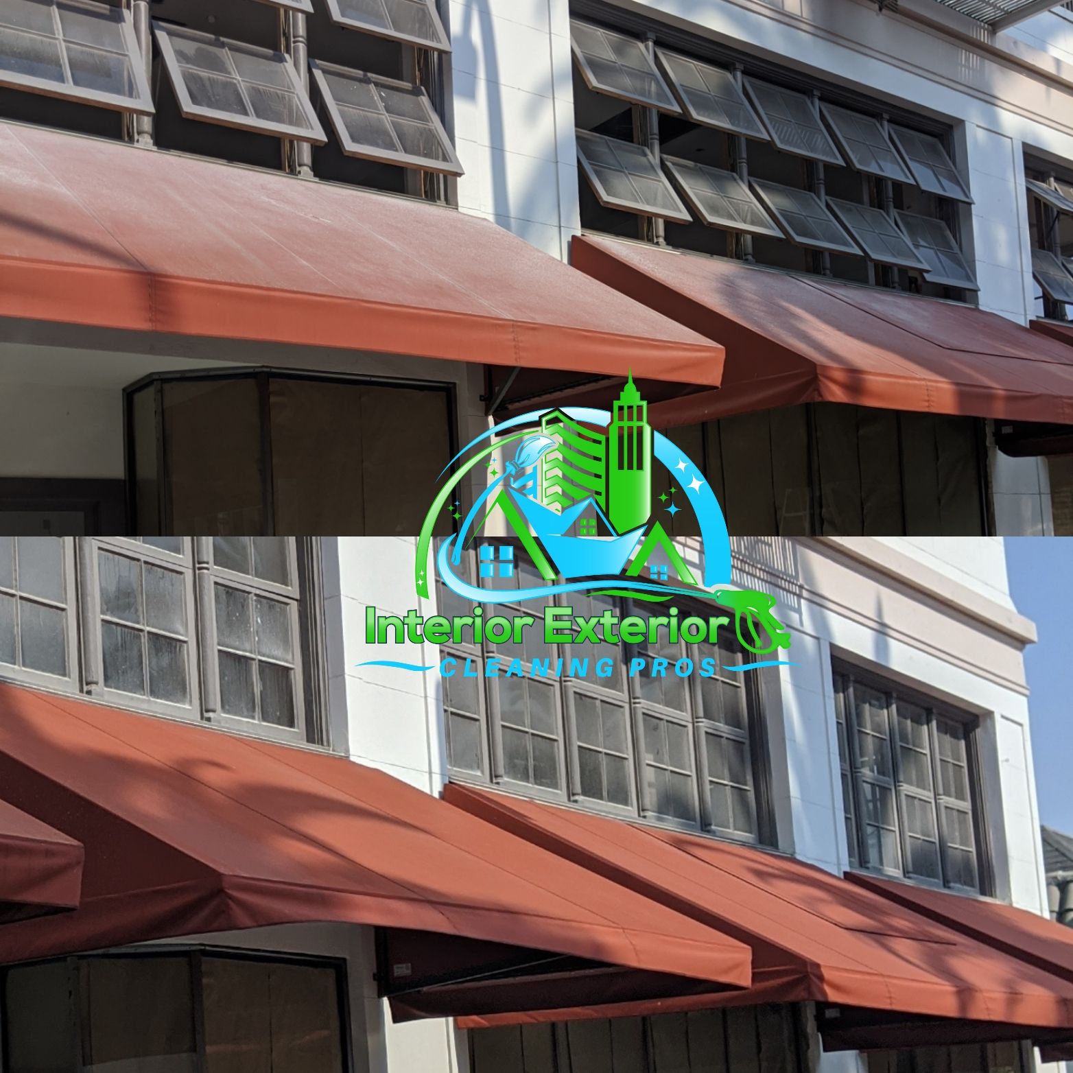 A picture of a building with a logo for interior exterior