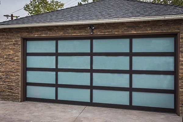 Modern Full-View Garage Door with Frosted Glass