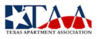 Texas Apartment Association logo, blue star, red and white stripes.