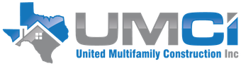 Logo for United Multifamily Construction Inc. featuring Texas outline and house icon.
