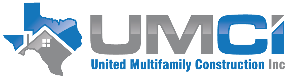 Logo for United Multifamily Construction Inc. featuring Texas outline and house icon.