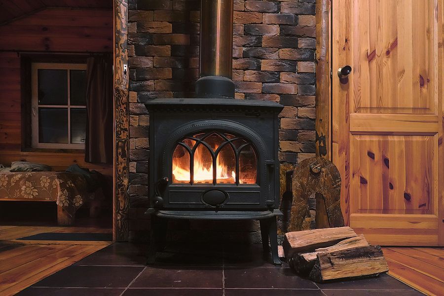 freestanding stove fireplace