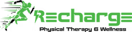 ReCharge Physical Therapy & Wellness logo with a green running figure and black text on a white background