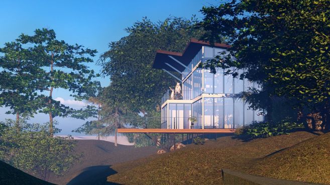 A House is Sitting on Top of a Hill Surrounded by Trees — Omni Builders In Bungalow, QLD