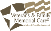 Logo for Veterans & Family Memorial Care, with a star and flag motif.