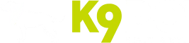 A green k9 logo on a white background.
