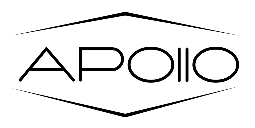 A black and white logo for a company called apollo.