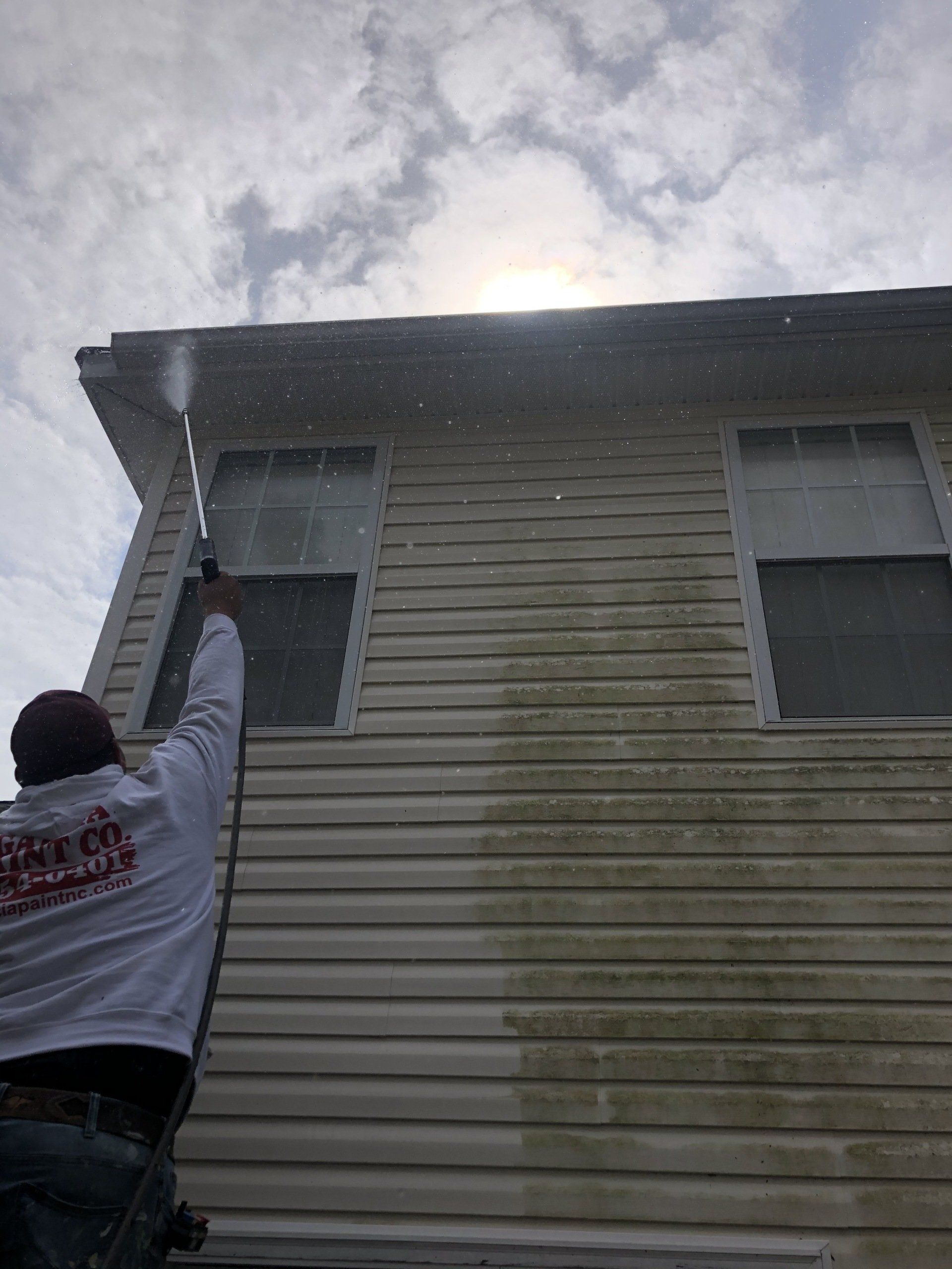 Power Washing Services in Progress in Winston-Salem, NC